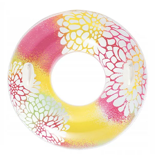 حلقه شنا بادی دستگیره دار با طرح گل سفید 58263